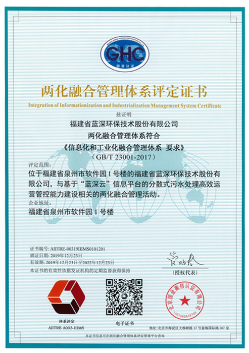 Evaluation Certificate of Integrated Management System